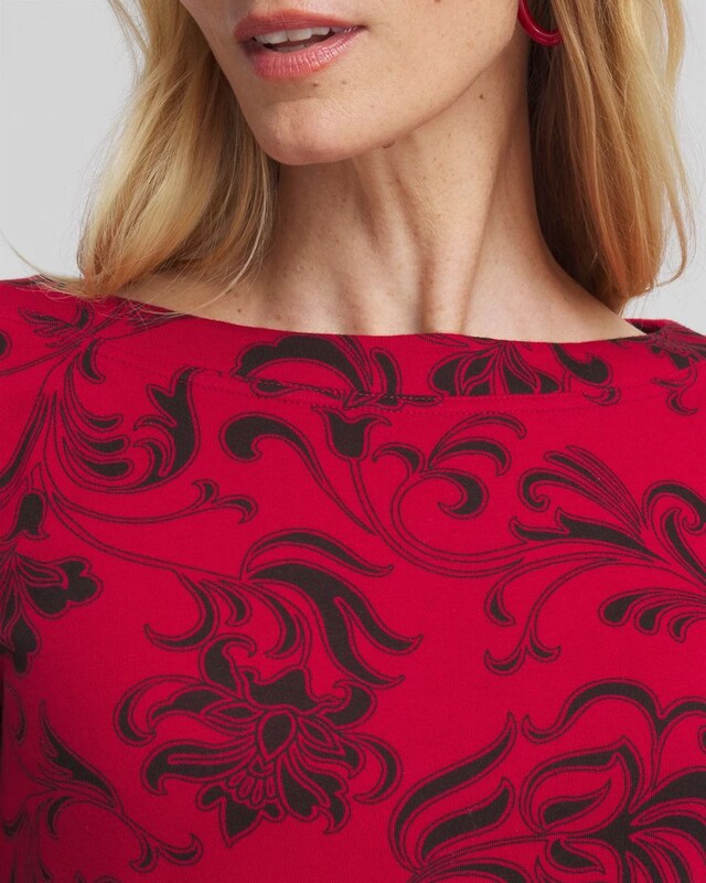 Swirl 3/4 Sleeve Bateau Neck Tee - image 4